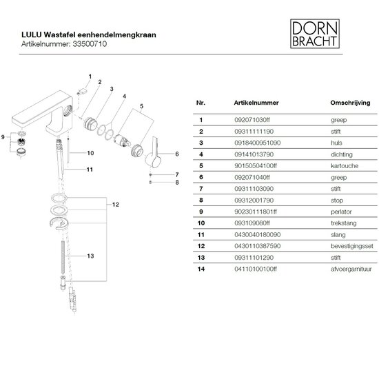Dornbracht Lulu 33500710 onderdelen