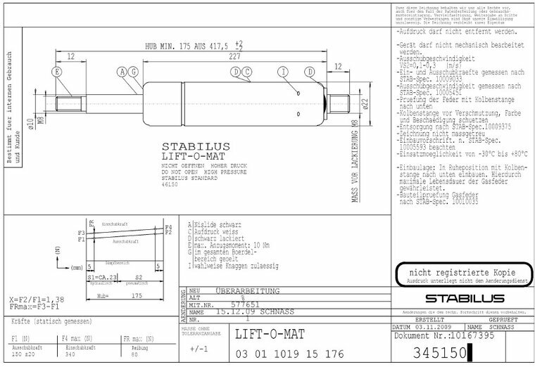 Stabilus 345150 0150N