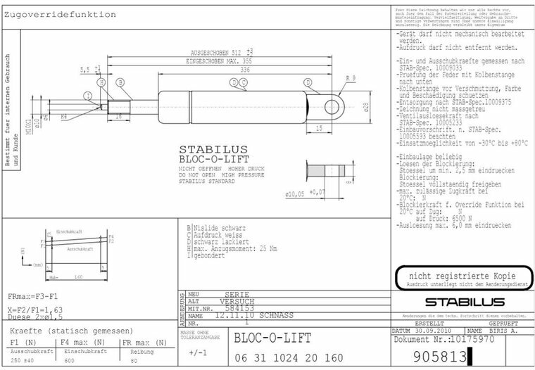 Stabilus 905813 250N