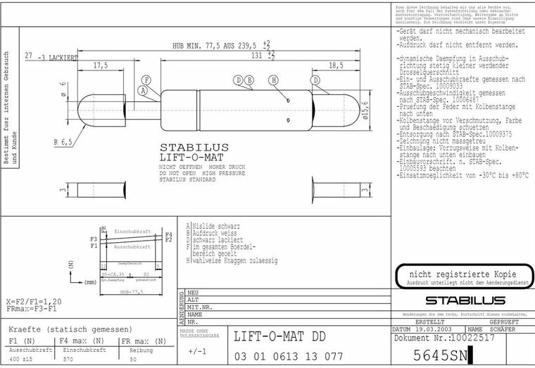 Stabilus5645SN 400N