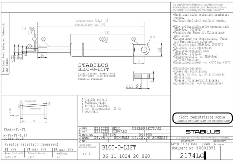 Stabilus 2174LG 1000N