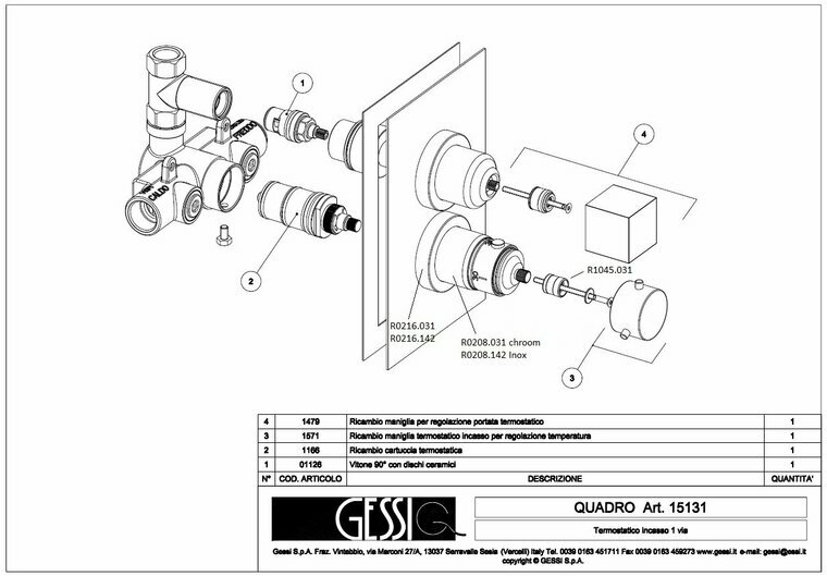 Gessi Quadro 15131 onderdelen