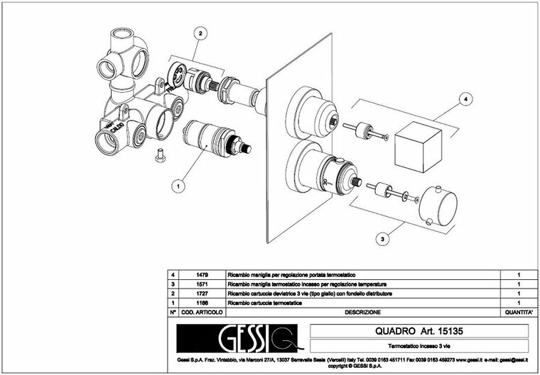 Gessi Quadro 15135 onderdelen