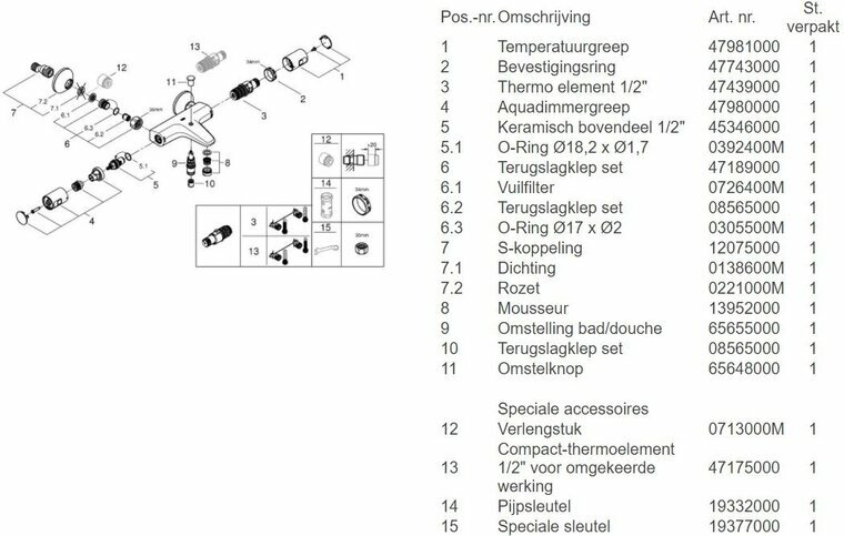 Grohe Precision Start 34598000 onderdelen