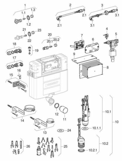 Geberit Omega 12cm onderdelen