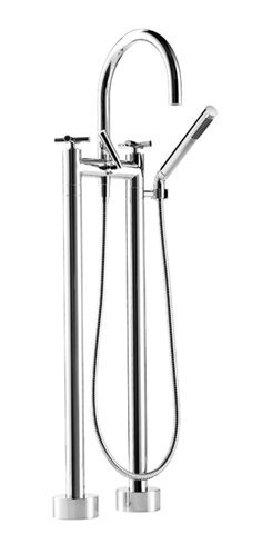 Dornbracht 25943892-00 2-hole bath mixer for free-standing installation with shower set chrome