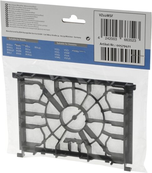 Siemens Bosch 00579421 Motorbeschermingsfilter voor stofzuigers