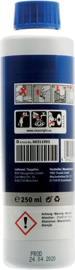 Bosch Siemens 00311993 Dishwasher Cleaner 250 ml