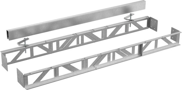 Geschikt voor 90 cm afzuigkappenbestaande uit een tweedelig uitschuifbaar basisframe en een verbindingsstrip voor een naadloze installatie van 2 apparaten in &eacute;&eacute;n werkbladuitsparing