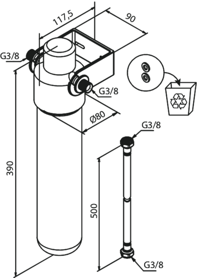 BWT Filter kraan 3/8