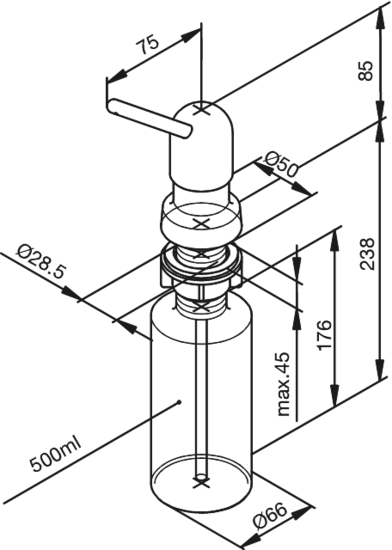 Damixa 4800000 acc zeepdispenser 75mm chroom